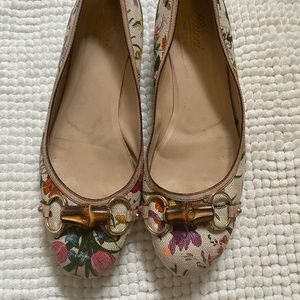 Gucci Floral Horsebit Ballet Flats Size 8.5 B
